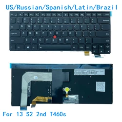 New US Russian Spanish Latin Brazil Laptop Backlit Keyboard For Lenovo Thinkpad 13 S2 2nd T460s 01YR088