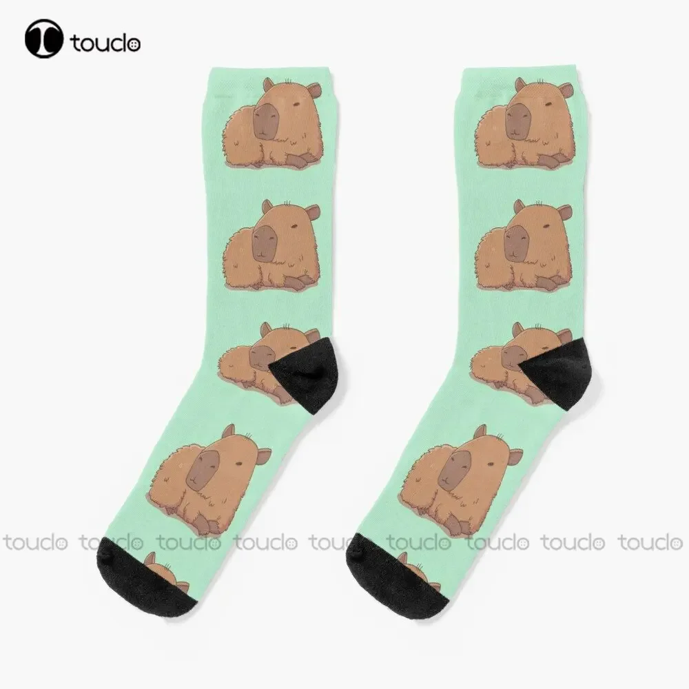 Cute Capybara Relaxing Socks Warm Socks Personalized Custom Unisex Adult Teen Youth Socks 360° Digital Print Custom Gift Cartoon