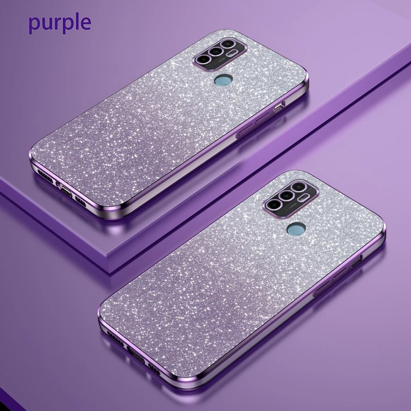 For OPPO A53 Case Oppo A53S Phone Case CPH2135 CPH2127 CPH2131 CPH2139 Luxury Gradient Glitter Plating Silicone Back Cover Funda