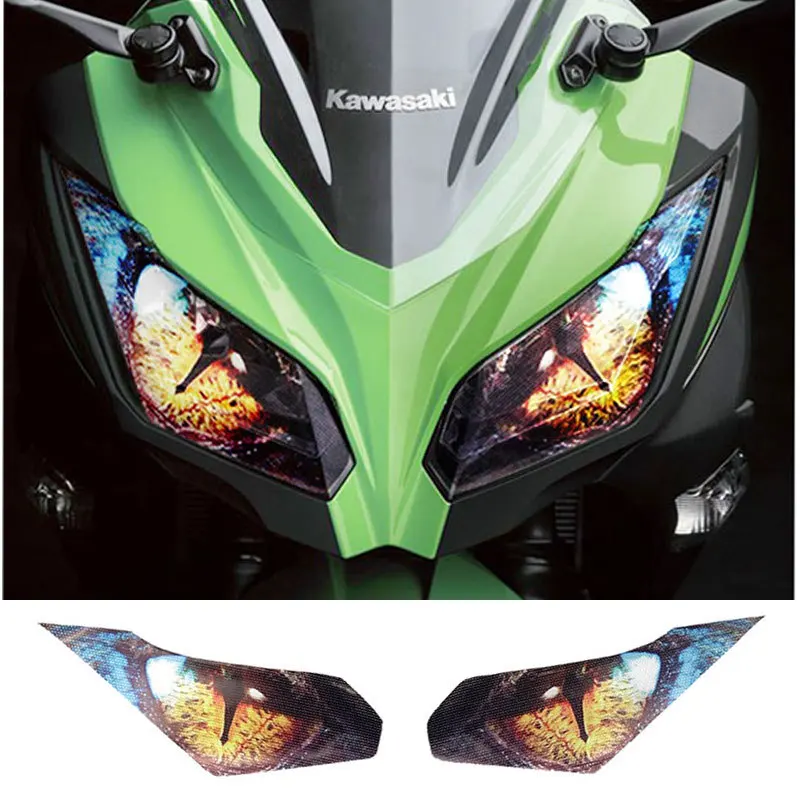 Motorcycle Headlight Guard Sticker Head light protection Front Fairing Sticker Film Decoration For kawasaki Ninja 250 Ninja 300