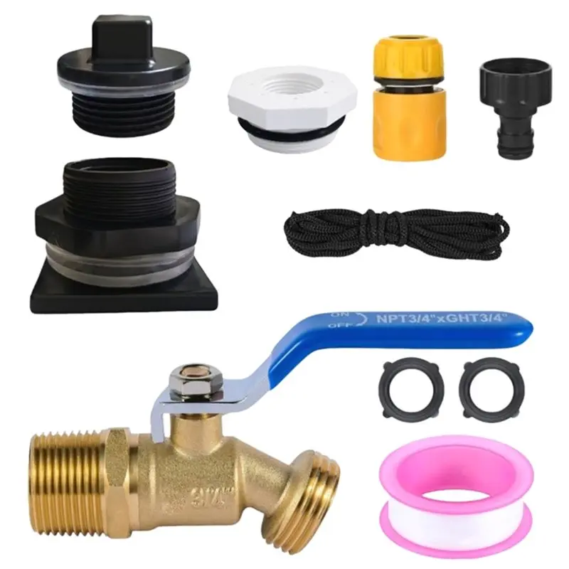 B-Est X3/4" GHT Brass Hose Faucet Garden Hose Connector 3/4" NPT Drain Plug Kit For Stock Tanks