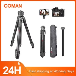 COMAN Zero F38 Y X V Series Carbon Fiber Tripod Lightweight Travel Quick Release Plate Compatible with Canon Nikon DSLR Cameras
