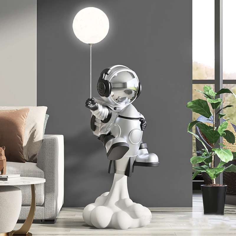 130CM Luminous Balloon Astronaut Figurines Creative Three-Dimensional Statues Shop Hotel Decorations Large Floor Resin Sculpture