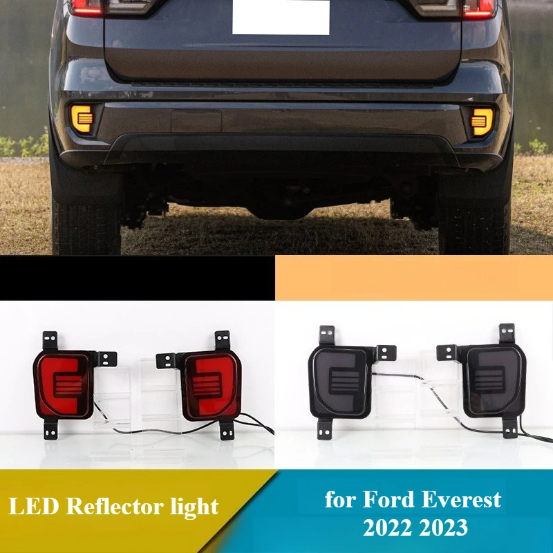 

2 PCS LED Rear Bumper Reflector Light for Ford Everest Endeavour 2022 2023 DRL Rear Fog Lamp Brake Light Dynamic Turn Signal