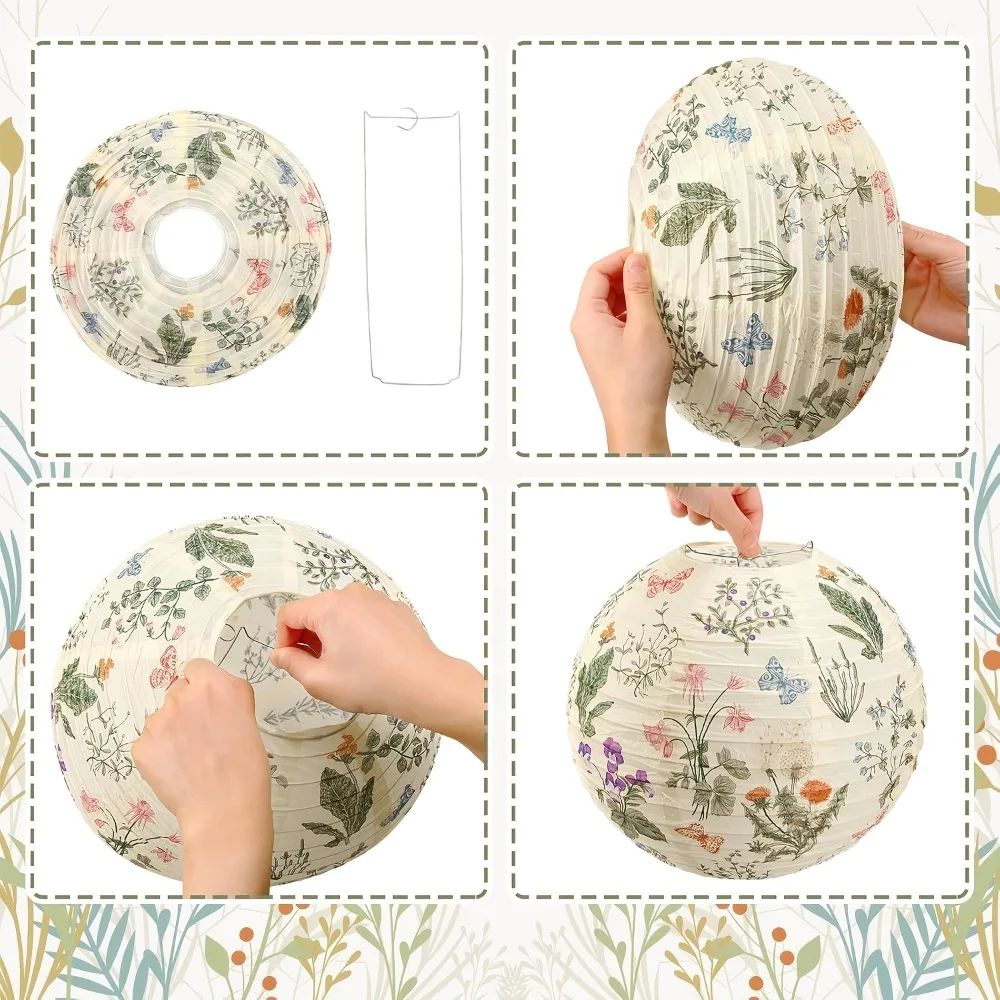 New Paper Printed Flower Paper Lantern 20/30cm DIY Craft Hanging Paper Lantern Chinese Paper Lantern For Home Decor