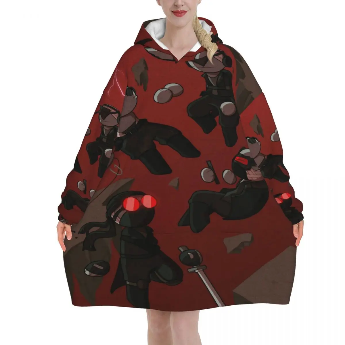 Oversized MADNESS COMBAT Hank Wearable Blanket Gifts for Women Men Ultrasoft Plush Warm Sweatshirt Blankets With Pocket