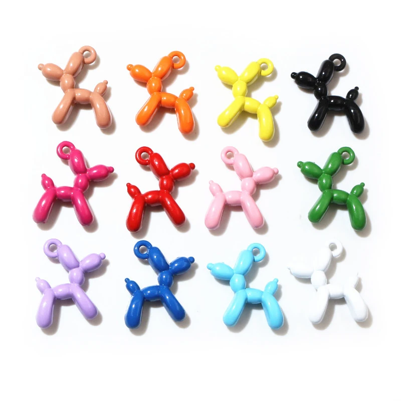 10pcs 19x14mm 3D Balloon Dog Metal Charms Pendant Multi-colors Mixed DIY Jewelry Making Findings Accessories Necklace Earring