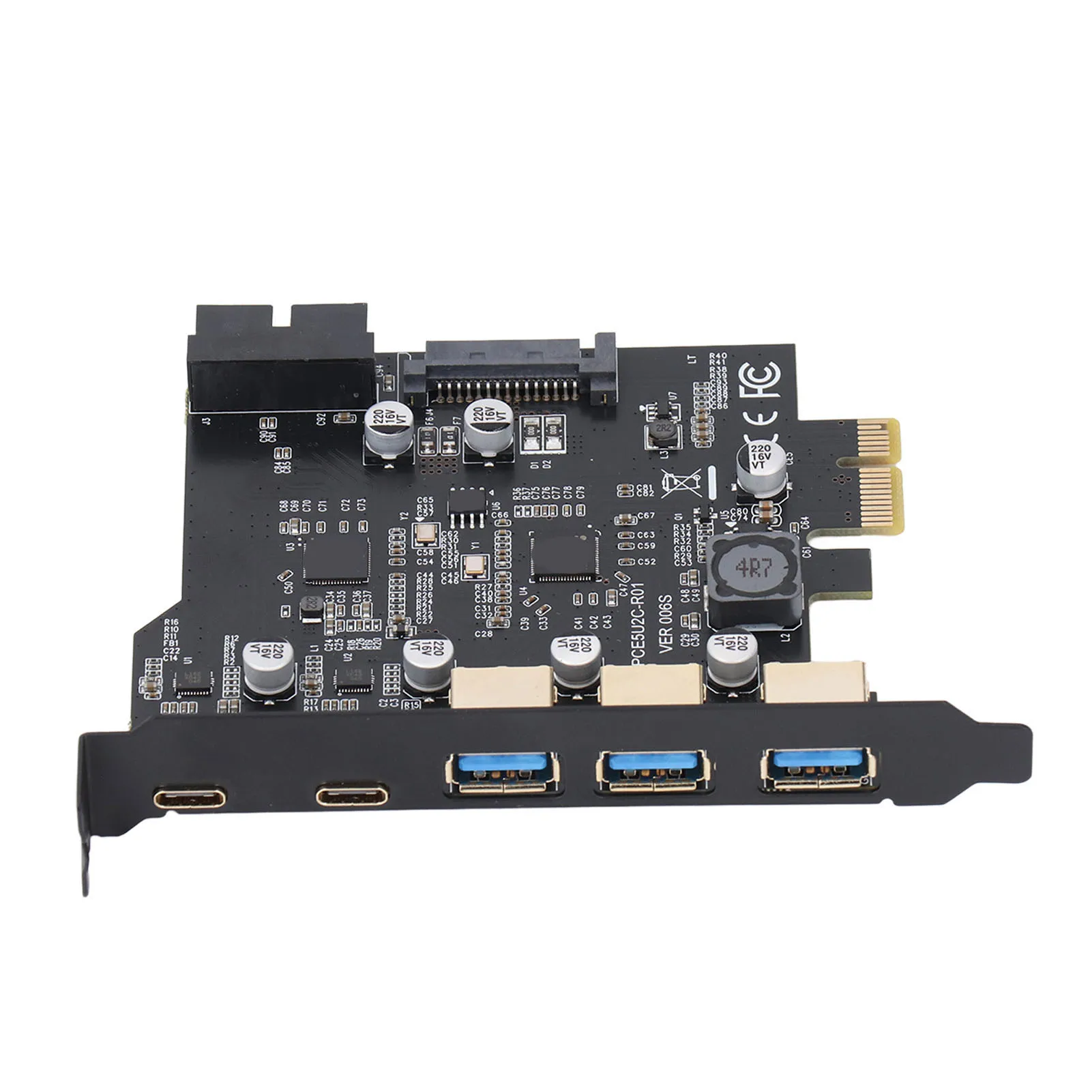 PCIe to USB 3.2 Expansion Card 5 Ports with 2 USB Type-C Connectors Easy Installation PCI Express Expansion Card for PC