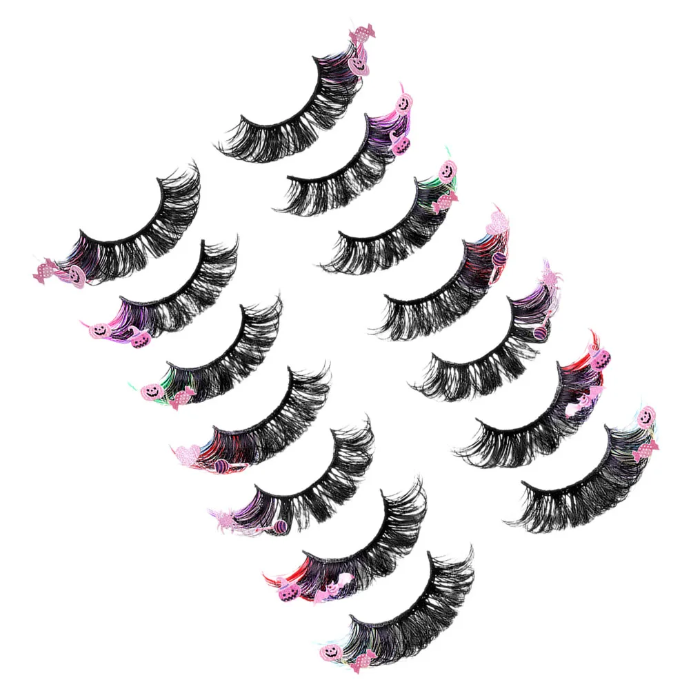 

7 Pairs Lashes with Color Colored False Eyelashes Fancy Dress Fake Colorful