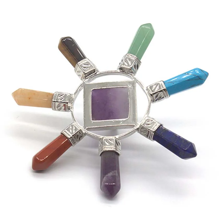 Chakra Crystal Hexagonal Pyramid Gemstone Reiki Energy Generator Healing Quartz Stone Spiritual Transmitter Meditation Products