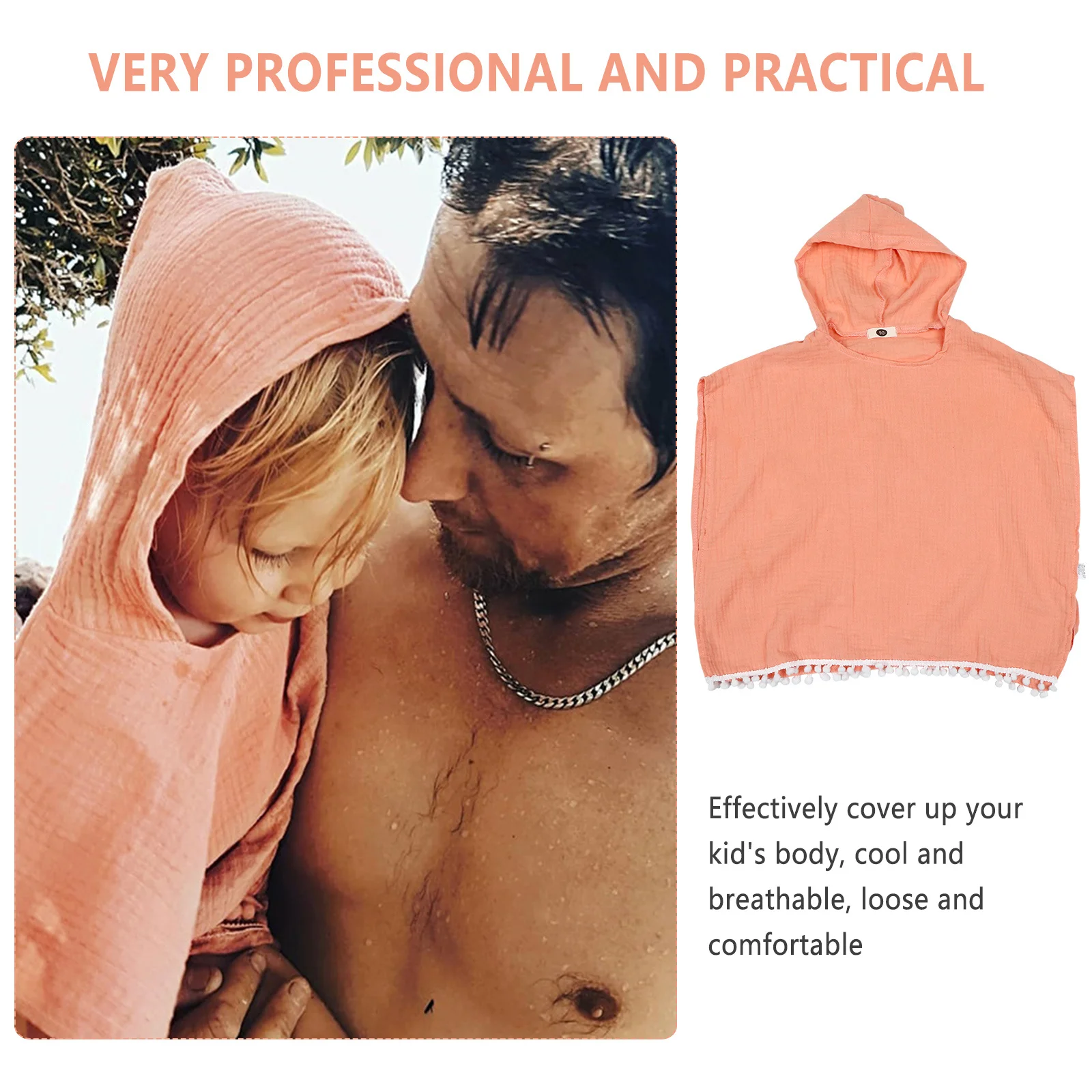 

Childrens Hooded Swimwear Comfortable Breathable Cover Up for Girls Boys Beach Holiday Bathing Swimming Outfit