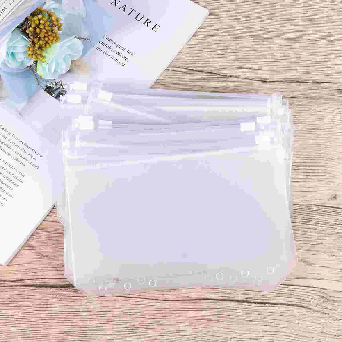 30 PCS Collapsible Pastel Clear Zipper Pouches Binder Clips Transparent Paper Storage Bag Business Card