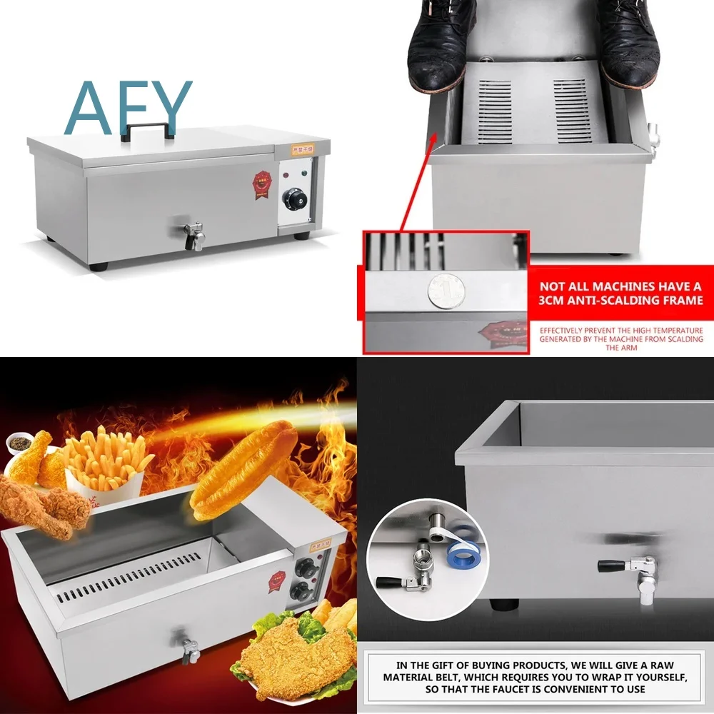 Commercial Electric Deep Fryer for Potato Chips Chicken Food Cooking Oil Fryer Restaurant Kitchen Appliance Fast Heating