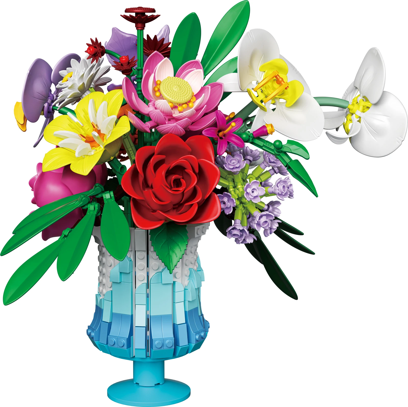 956 قطعة مجموعة بناء مزهرية الورد لتقوم بها بنفسك باقة الزهور الاصطناعية نموذج كتل تجميع الاطفال اللعب هدايا عيد الميلاد حلية 11008