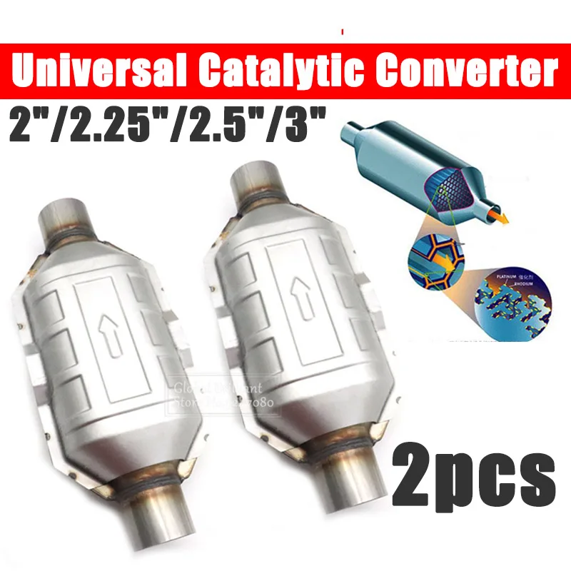 

2-Pack Universal Catalytic Converter, 3" Inlet/Outlet High Flow Catalytic Converter, Stainless Steel Shell (EPA Compliant)