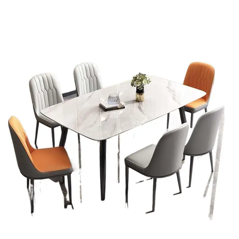 

Light luxury rock slab dining table and chair combination simple rental house home dining table small apartment long table
