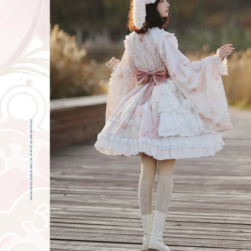 Japanese Style Fashion Original Design Lolita Dress Loose Full Stock Ball Gown Knee Length Sweet Long Dresses Women's Clothing