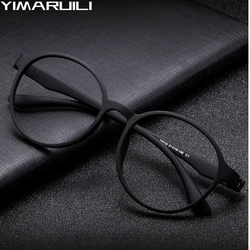 YIMARUILI Ultraligh Fashion Flexible TR90 Eyewear Big Size Retro Round Optical Prescription Men and Women Eyeglasses Frame 66016