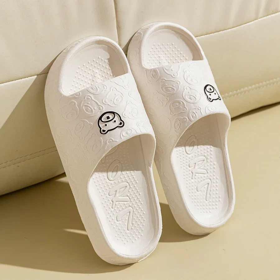 New Fashion Women's Slippers Indoor Soft Sole Cartoon Bear Print Slides Bathroom EVA Indoor Men Summer Outdoor Cool Shoes Couple image 4