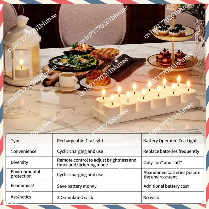 -A21Z Rechargeable Flameless Tea Lights Candles With Charging Station 12Pcs Battery Tea Lights Candles With Remote