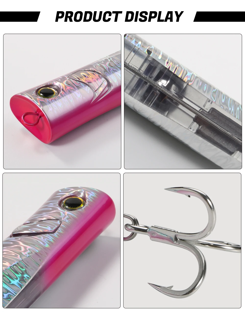 Jiggingpro 60 جرام 190 مللي متر الصيد العائمة بوبر السحر ل التونة البلاستيك الصلب المياه المالحة التوصيل الصيد إغراء مع خطاف ثلاثي #6