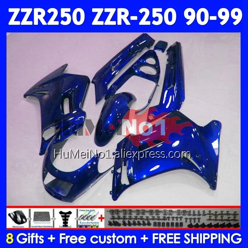 Bodys Kit For KAWASAKI NINJA ZZR 250 ZZR-250 Metal Blue 90-99 242No.151 ZZR250 90 91 92 93 94 95 96 97 98 99 1990 1999 Fairing