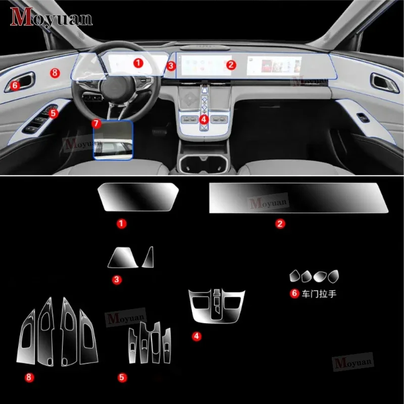 For Haval Xiaolong Max 2023 Gearbox Panel Navigation Screen Automotive Interior TPU Protective Film Anti-Scratch Sticker