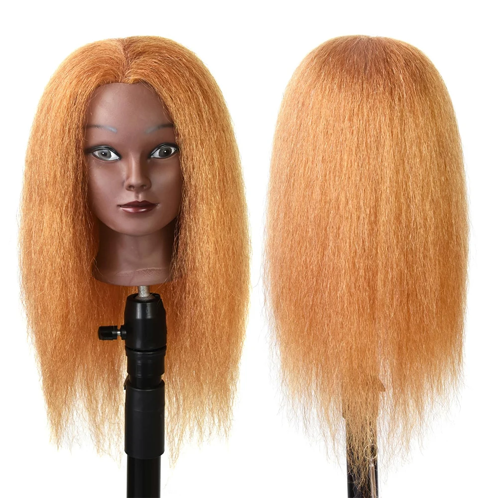 

Mannequin Head 14inches Golden Cosmetology Doll Head Manikin Practice Head for Hairdresser Practice Braiding Hair styling