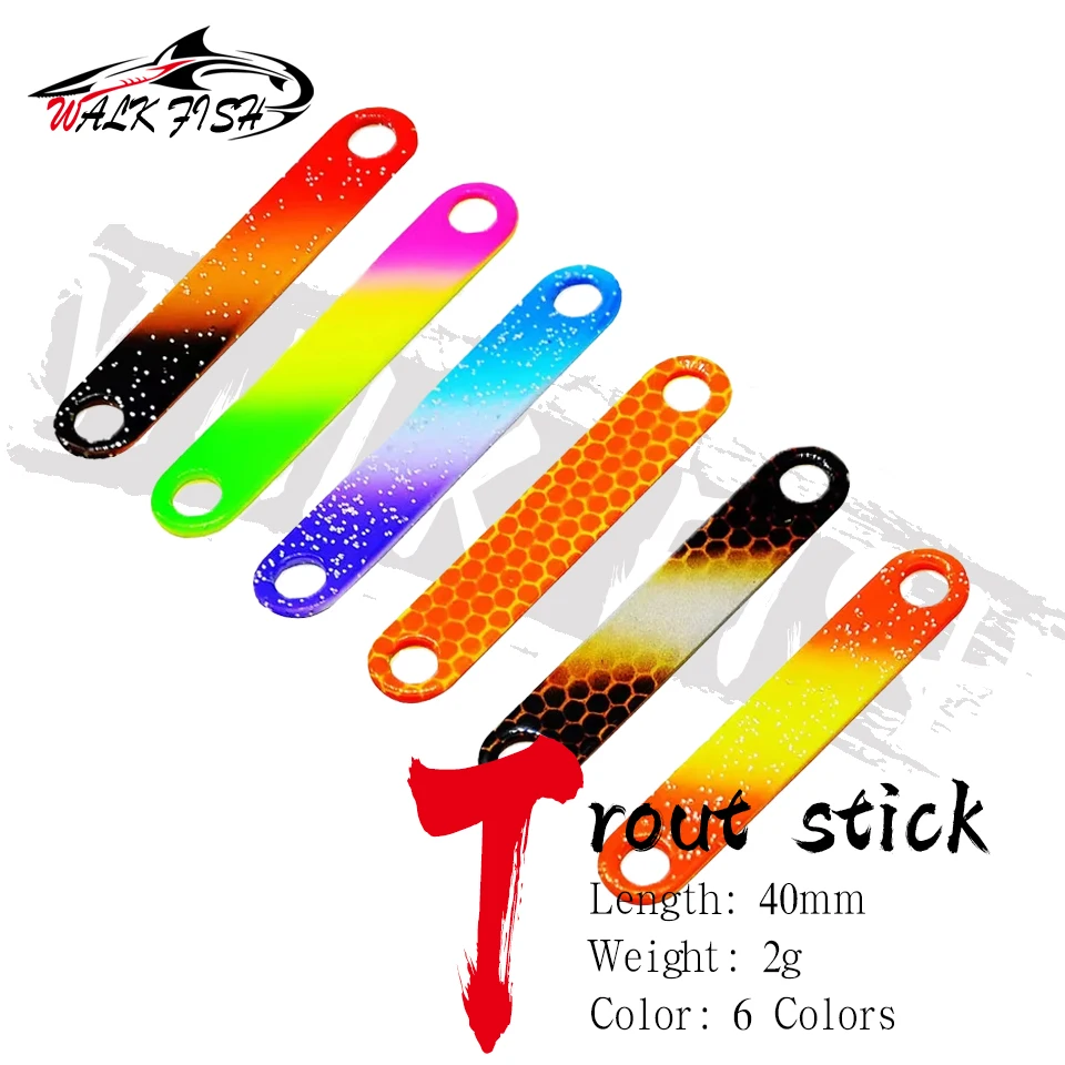 WALK FISH 1Pcs 2g 40mm Trout Stick Fishing Spoon Bait Strip-shape Copper Double-side Color Metal Sequin Hard Bait Spoon Trout