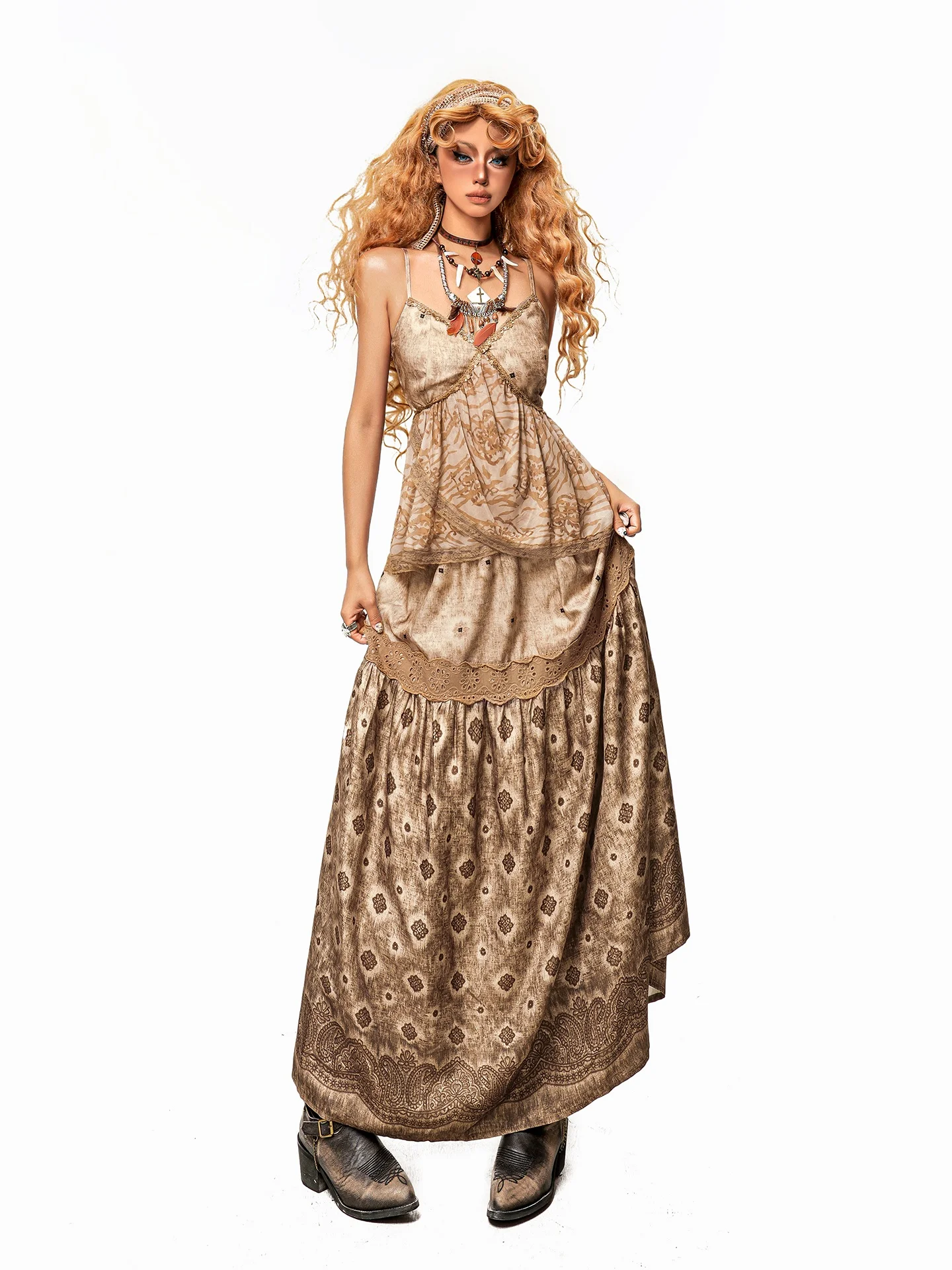 

Юбка с винтажным цветочным принтом, женская юбка А-силуэта с низкой талией, повседневная, из износостойкой ткани, с принтом, длиной до колена