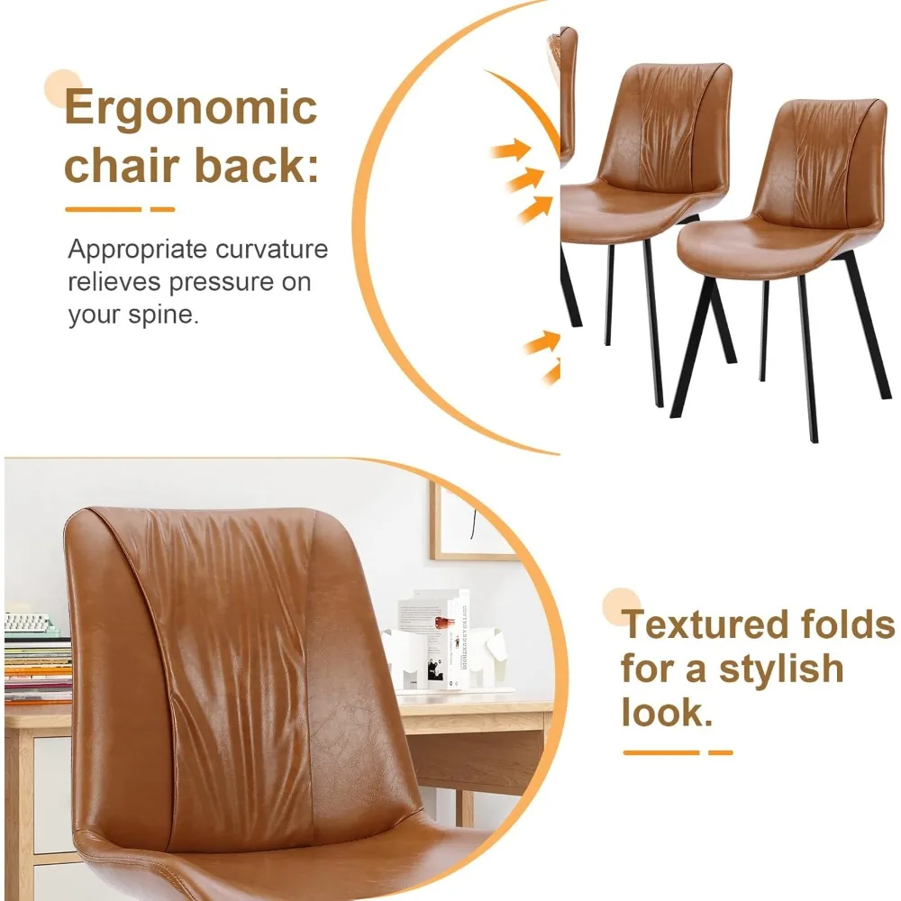 Upholstered Dining Chairs Set of 4, Modern Kitchen & Dining Room Chairs, Faux Leather, Sturdy Metal Legs, for Living Room