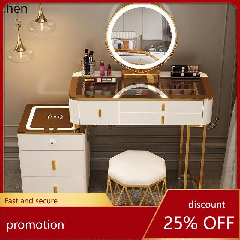 ZML Smart Dressing Table Wireless Charging Bedroom Makeup Table Modern Minimalist Multi-Functional Solid Wood Makeup Desk