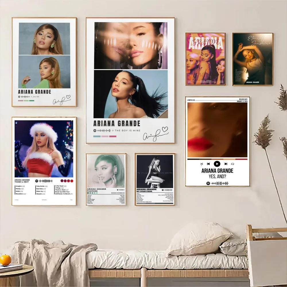 American Pop Singer A-Ariana Grande Classic Vintage Posters Decoracion Painting Wall Art White Kraft Paper Kawaii Room Decor