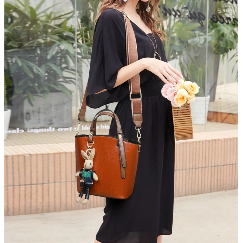 

2026 Women Vintage Brown Bucket Bag Lady Delicate Birthday Presents Crossbody Bag Female Genuine Leather Afternoon Tea Handbag