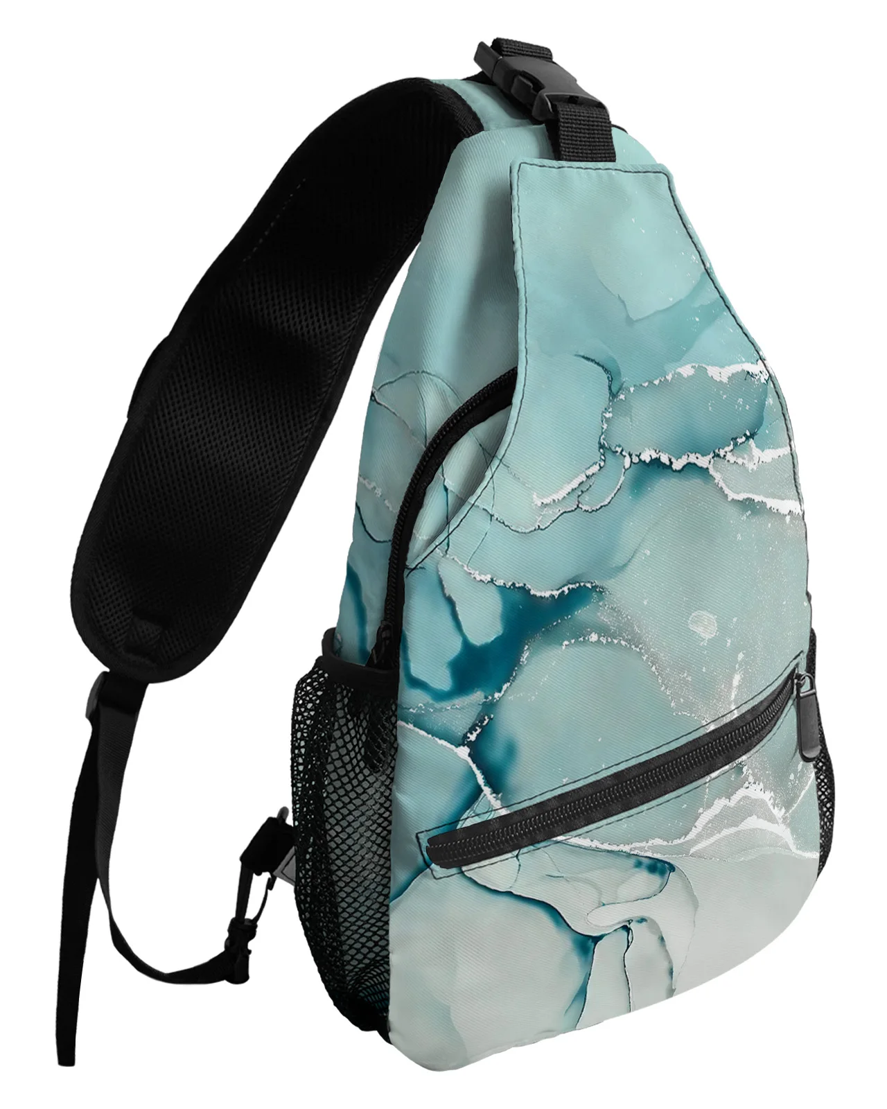 

Marble Aqua Chest Bags For Women Men Waterproof Messenger Bags Female Travel Sport Adjustable One Shoulder Crossbody Bag