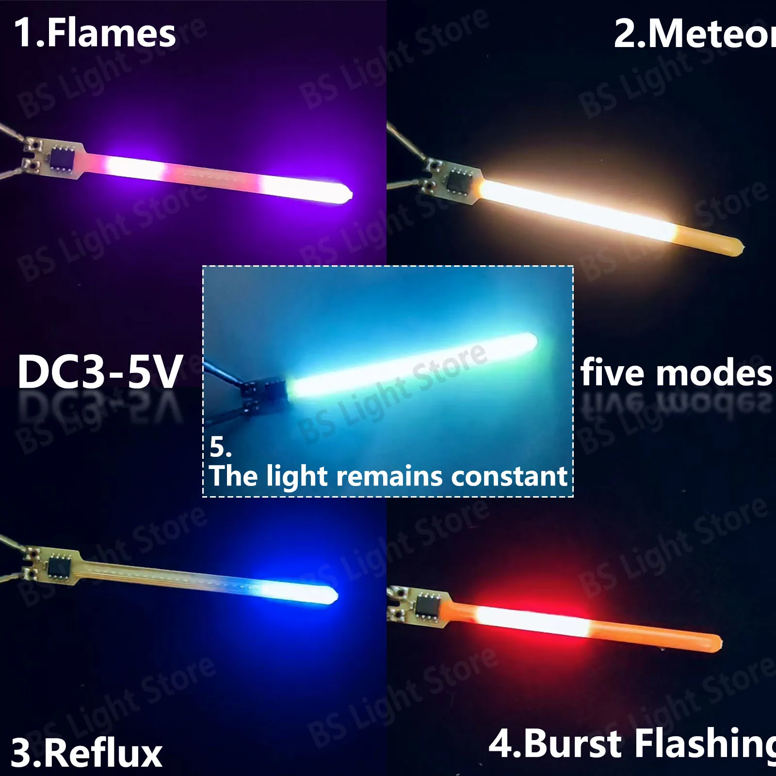 10-100PCS LED Bead DC3-5V Meteor Filament Five Modes Ice Blue Purple Red Pink 2200K White Light Holiday Light Source Accessories