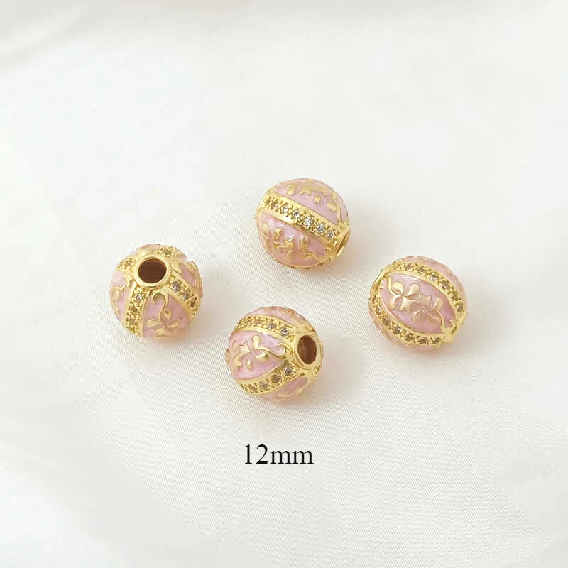 2pieces Brass Plated with 18K Gold Pattern Glazed with Elliptical Spacer Beads DIY Makes Fashionable Jewelry Accessory Materials