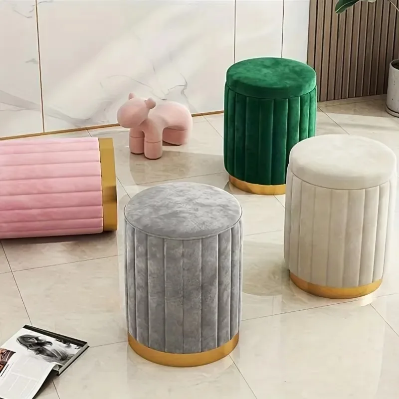 A Makeup Stool, A Round Stool for The Bedroom, Small Round Bench, Sofa Stool, and Vanity Chair Furniture