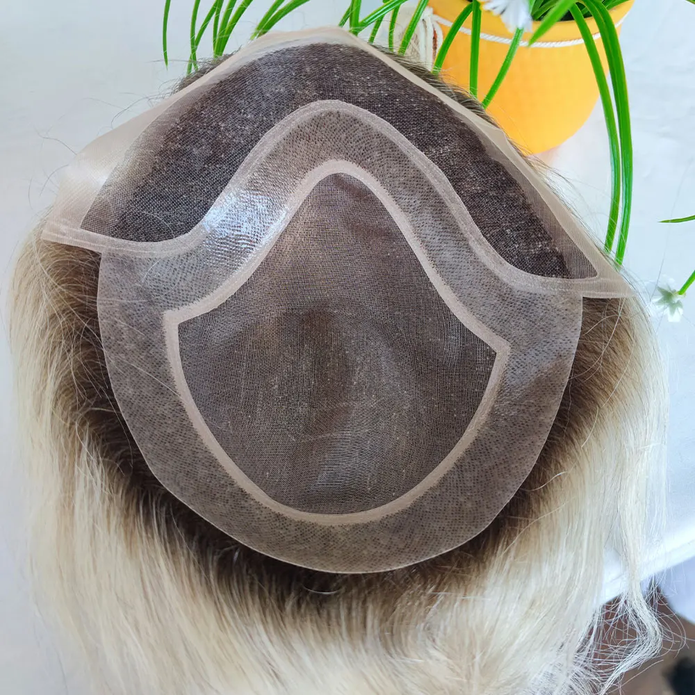 

Накладка для волос Ombre Color Fine Mono с кружевной основой и полиуретановой окантовкой по швейцарскому кружеву, естественная линия роста волос, 8x10, из натуральных человеческих волос, 1BT60 #