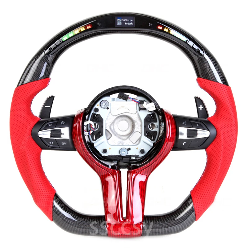 

Кованое рулевое колесо из углеродного волокна, подходящее для BMW F10 F20 F30 F31 с кнопками и веслами переключения передач, автомобильные аксессуары, логотип M