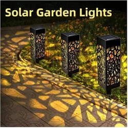 6/4/2/1Pcs Solar Led Aushöhlen Landschaft Rasen Lampen Wasserdichte Terrasse Yard Pathway Lichter garten Dekoration Außen Beleuchtung