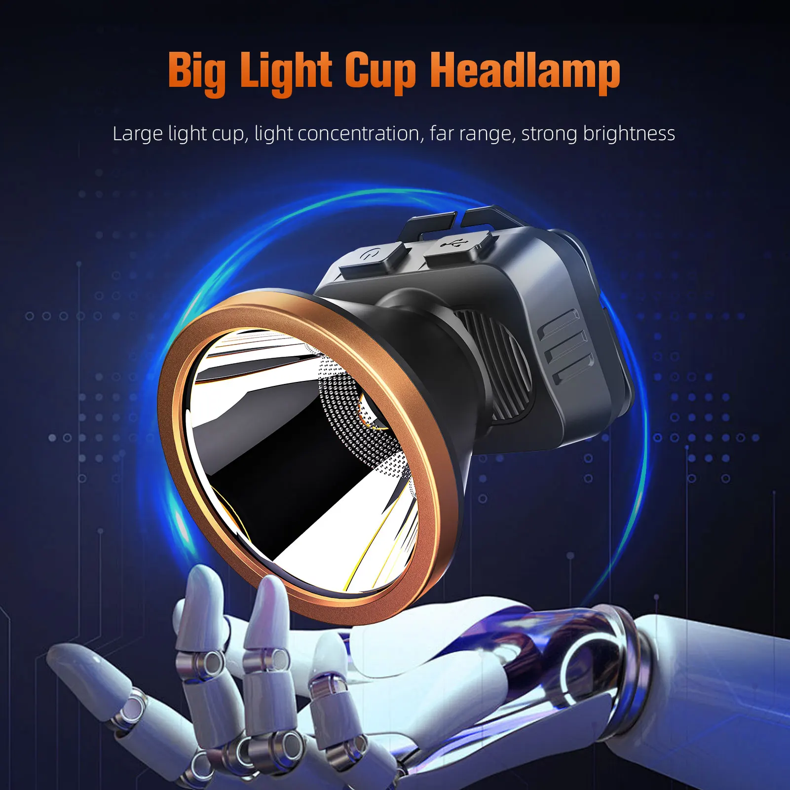 SUPERFIRE HL52 LED Headlight USB Rechargeable Headlamp Long Range 350M Waterproof Super bright For Camping Fishing Lantern