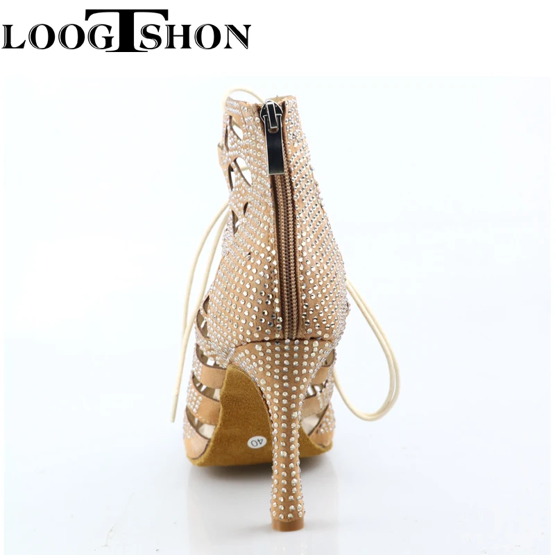 Loogtshon  Rhinestone Professional Latin Dance Heel 9CM  Lady Dance Shoes women shoes Beautiful and comfortable