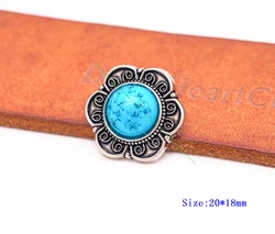 10X 20mm Antique Silver Western Flower Star Light Turquoise Conchos Stud Rivet For Leathercraft Belt Bag Hatband Bracelet Decor