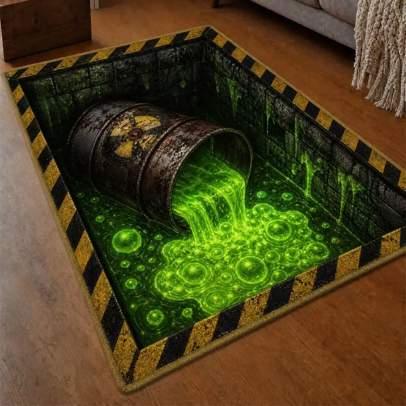 Halloween 3D Optical Illusion Rug Non-Slip Scary Floor Mat Spooky Living Room Horror Party Home Decor Carpet