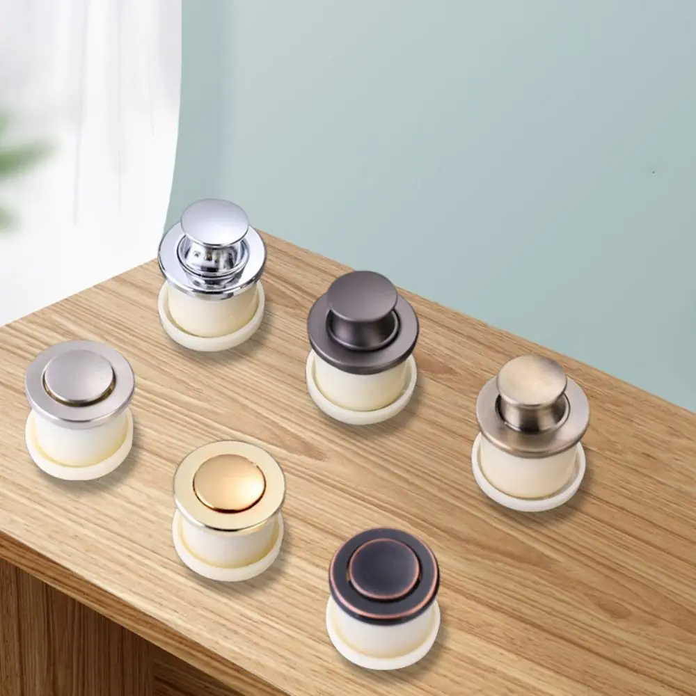 Minimalist Zinc Alloy Door Handle Unique Pop-up Wardrobe Cabinet Knobs Retractable Embedded Spring Home Hardware Household