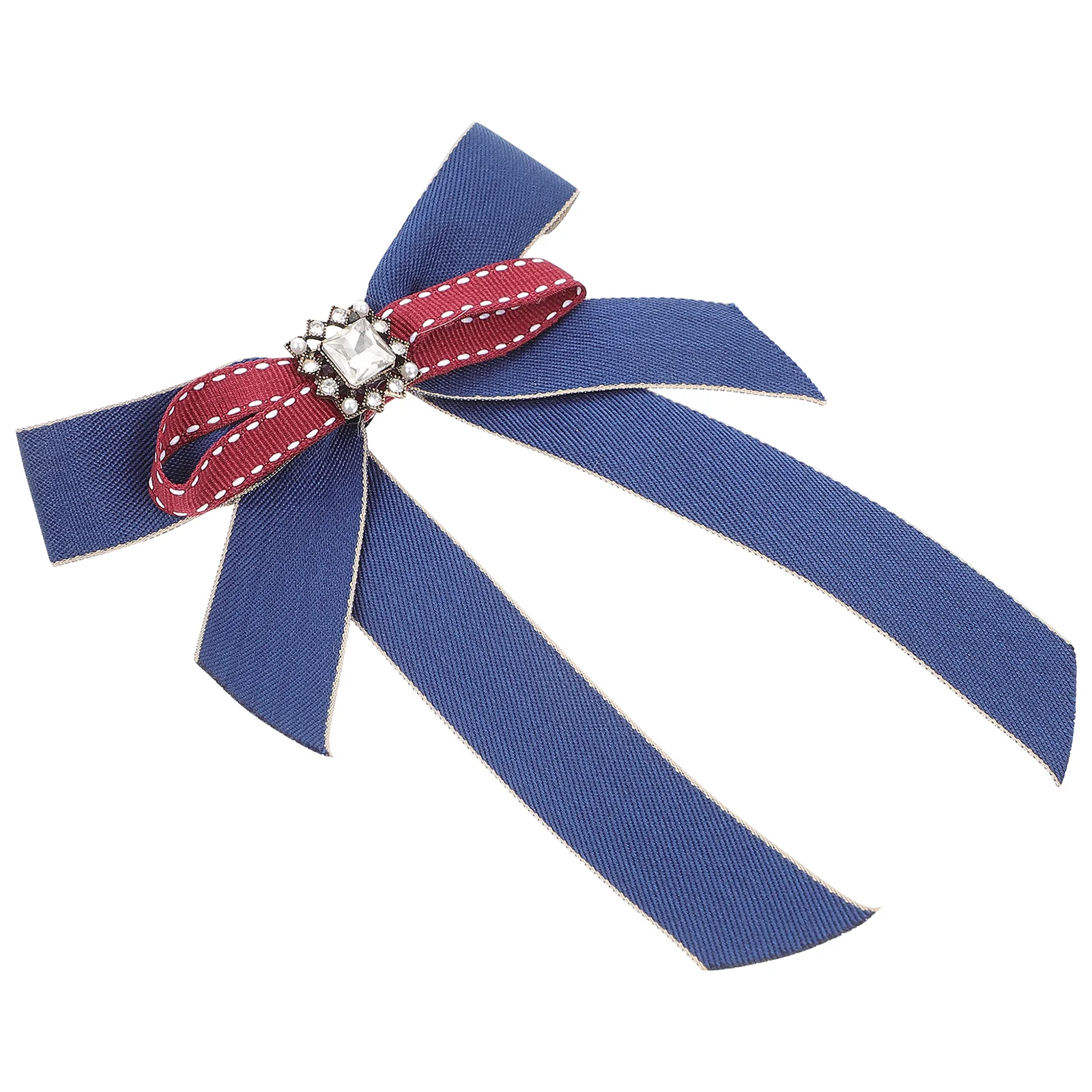 

Fashion Bow Knot Brooch Rhinestone Decor Elegant Neck Tie Locking Back Wedding Party Accessory Pre-Tied Bow Tie Brooch For Women