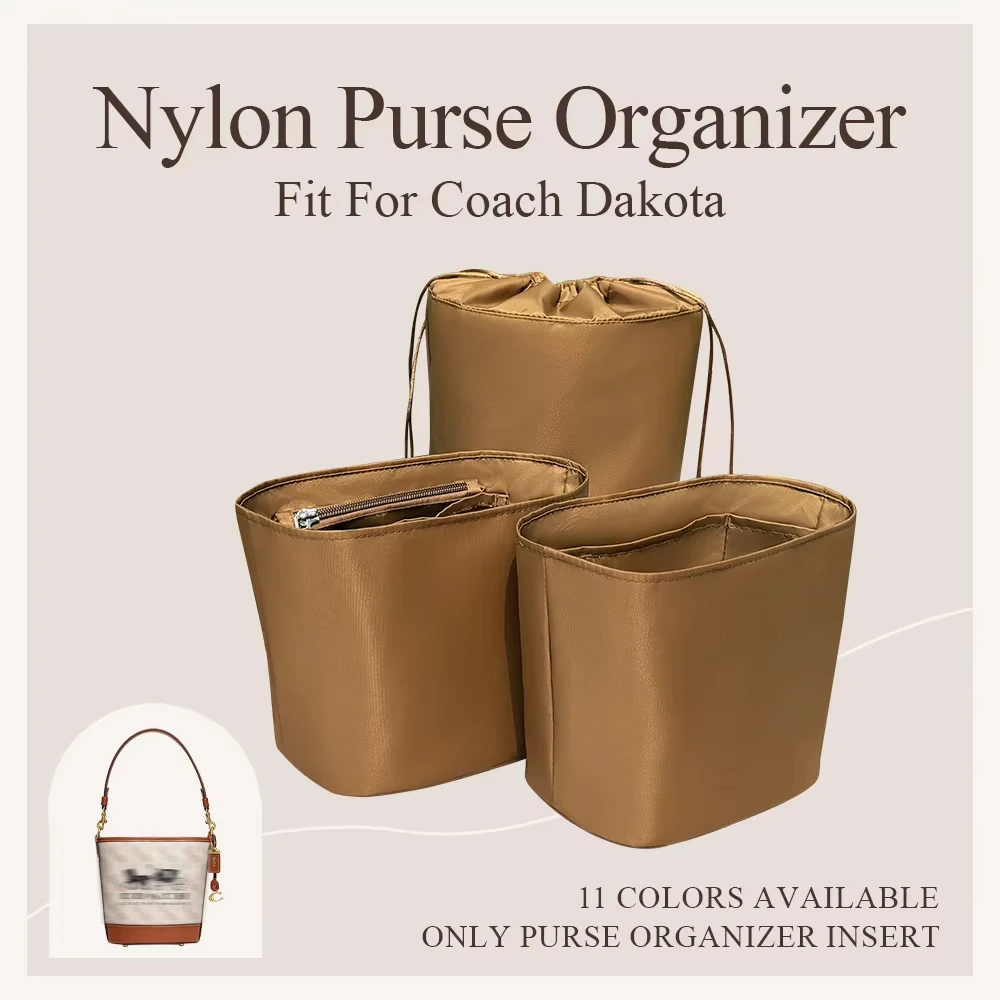 Nylon Purse Organizer Insert Fit for Coach Dakota16 Bucket Bag Inner Liner Bag Cosmetics Storage Drawstring Bag Organizer Insert