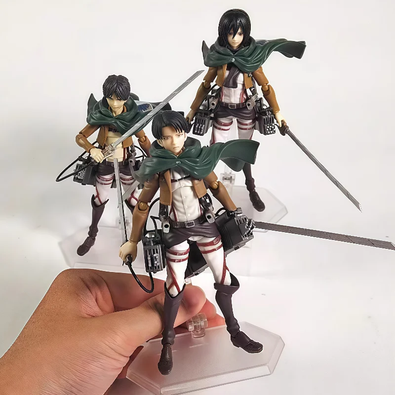 15-センチメートル-59-インチ進撃の巨人フィグマフィギュアリーヴィ・アッカーマンエレン・イェーガーミカサ・アッカーマンアクションフィギュア-pvc-置物子供のおもちゃギフト男の子