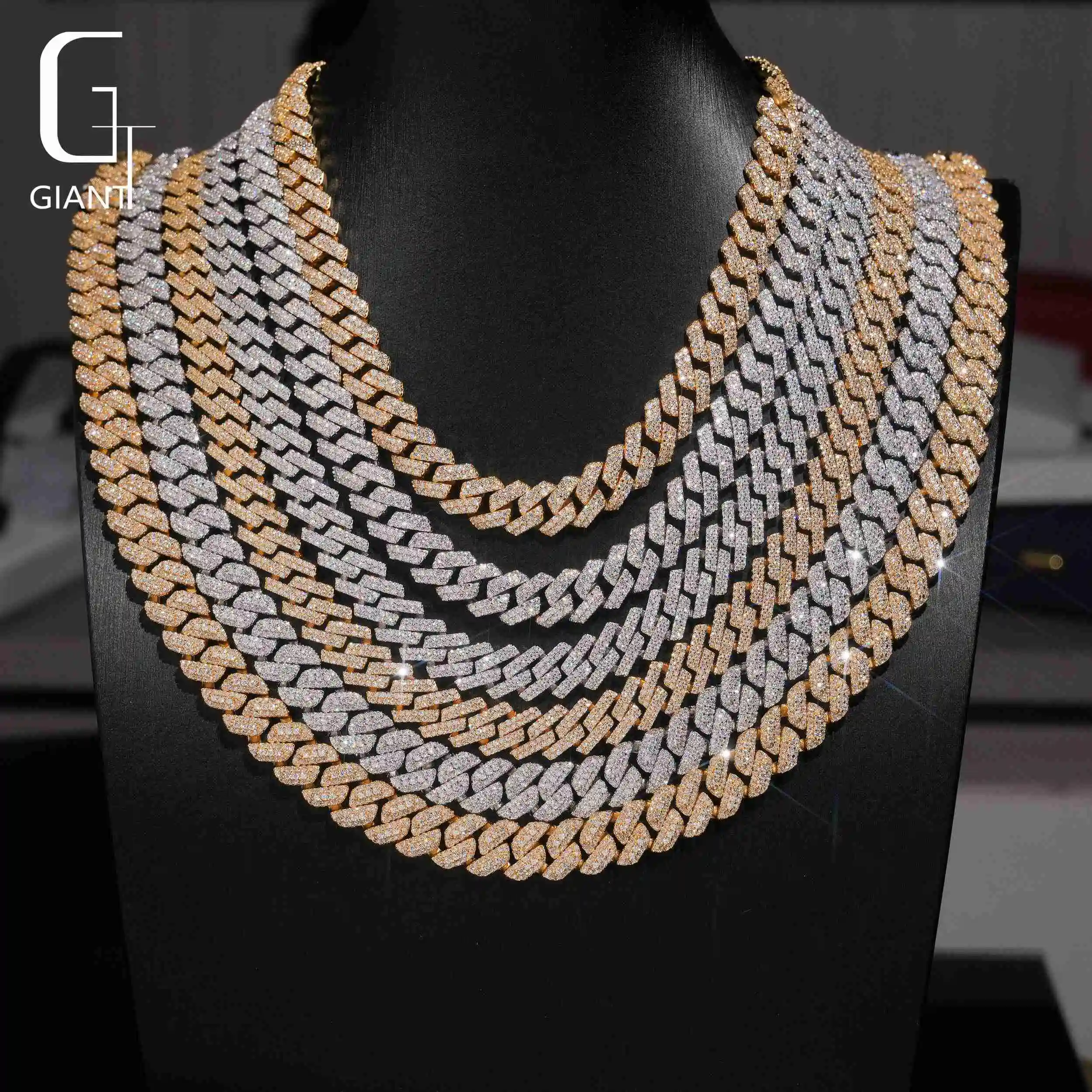 Selling Hot Miami Cuban 10mm 925 Sterling Silver Cuban Chain Necklace GRA Certified VVS Moissanite Chains Fine Jewelry Necklace.